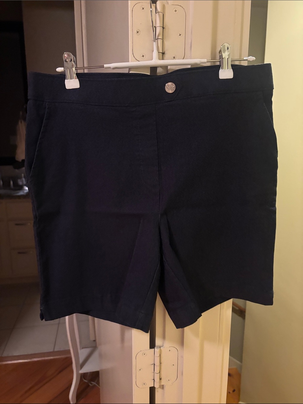 Rafaella Navy Flat-Front 6” Bermuda Shorts